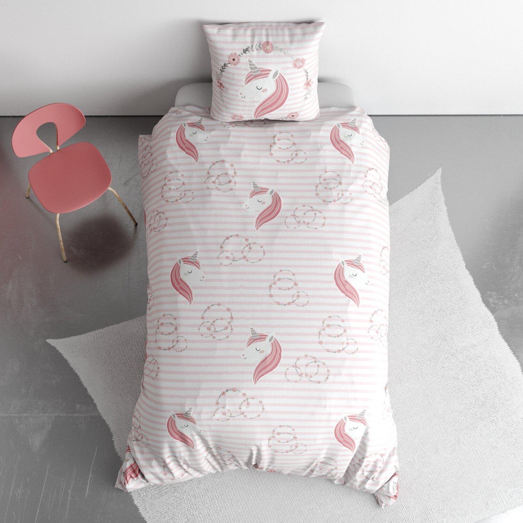 Voir la diapositive 3 : Les Ateliers du Linge Parure de couette 2pcs 140x200cm 100% coton 57 fils/cm2 rina