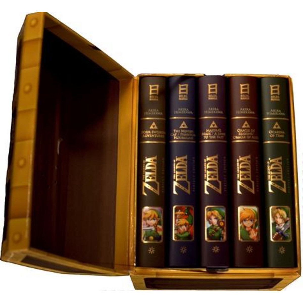 THE LEGEND OF ZELDA : EDITION LEGENDAIRE. COFFRET MUSICAL EN 5 VOLUMES : OCARINA OF TIME ; ORACLE OF SEAONS/ORACLE OF AGES ; MAJORA'S MASK/A LINK TO THE PAST ; THE MINISH CAP/PHANTOM HOURGLASS ; FOUR SWORDS ADVENTURES. AVEC 1 POSTER OFFERT, Himekawa Akira