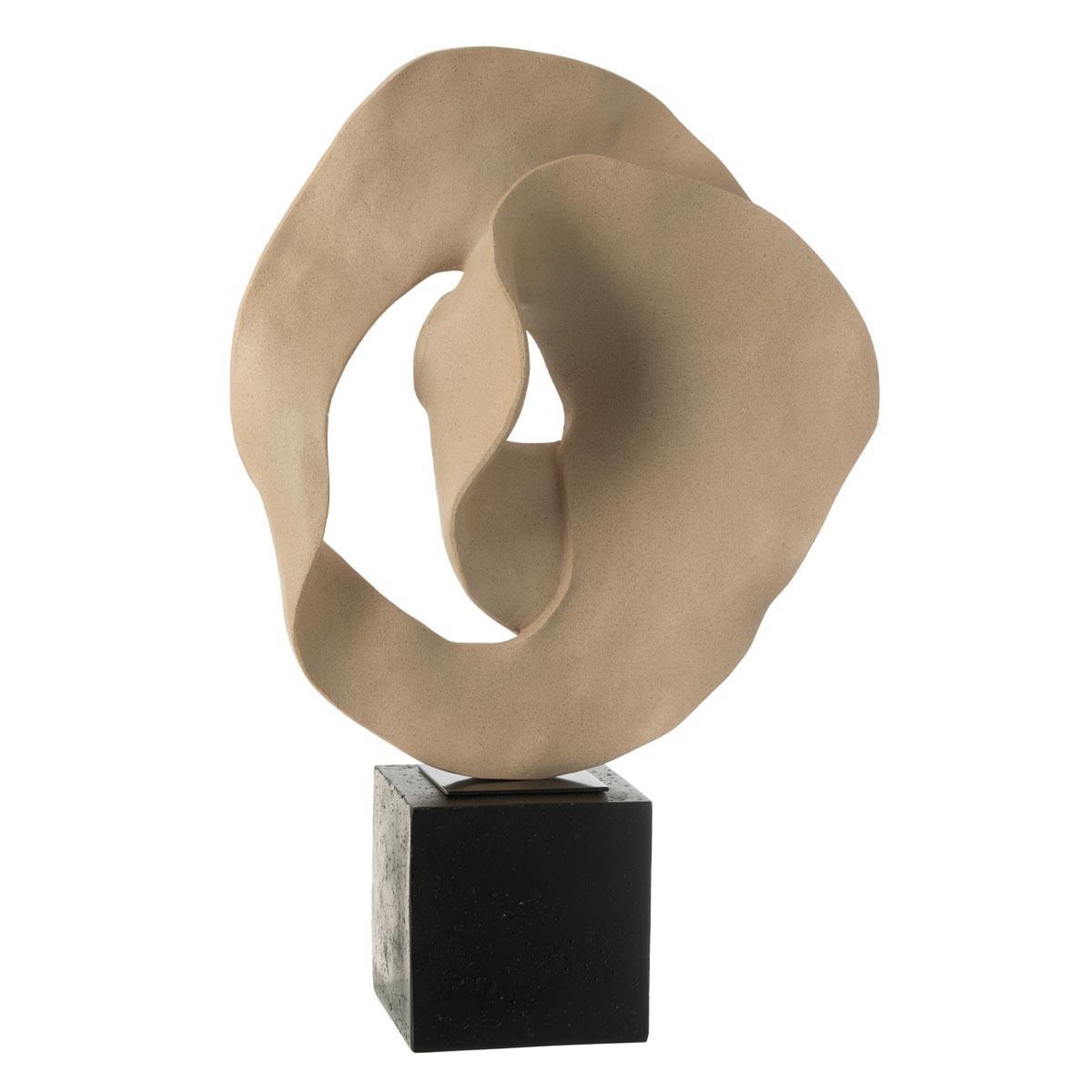 J-LINE Déco sur socle en résine  abstrait  60cm beige