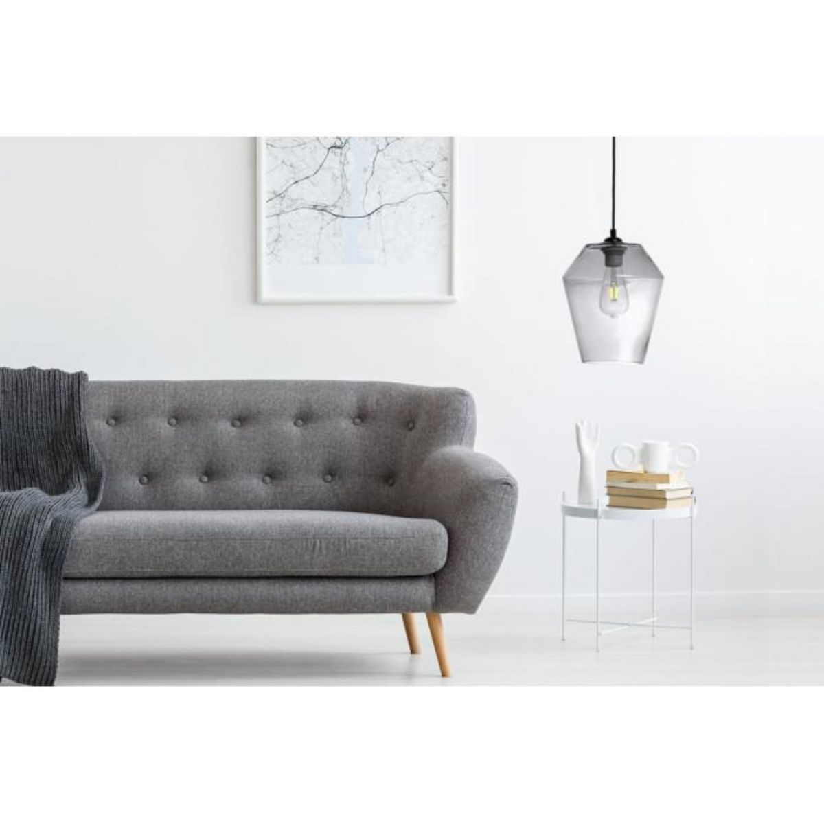 Paris Prix Lampe Suspension en Verre  Planta  30cm Gris