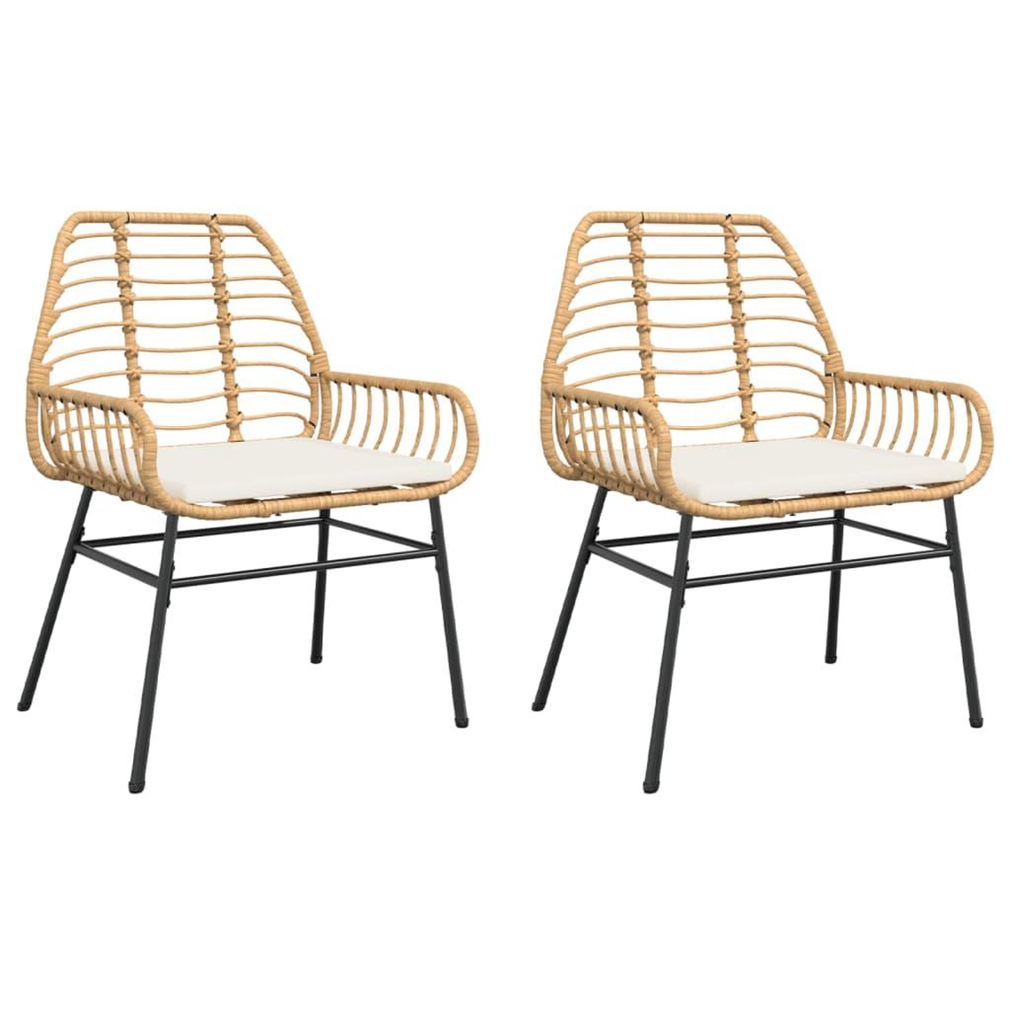 Voir la diapositive 2 : VIDAXL Chaises de jardin lot de 2 et coussins marron rotin