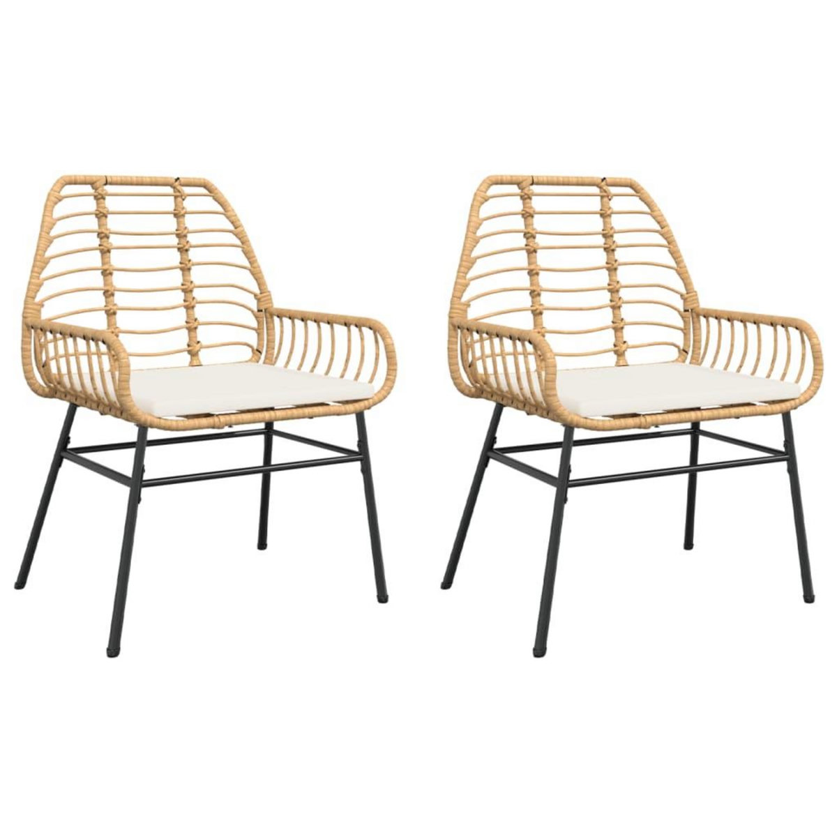 VIDAXL Chaises de jardin lot de 2 et coussins marron rotin
