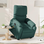 VIDAXL Fauteuil inclinable de massage electrique Vert fonce Tissu