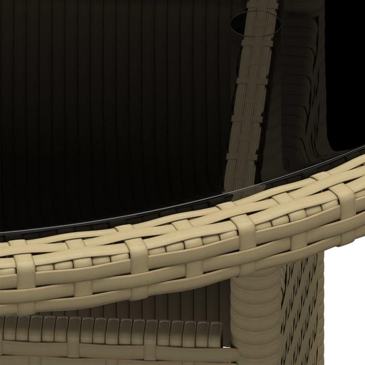 VIDAXL Table de jardin Ø80x75 cm Verre trempe/resine tressee Beige