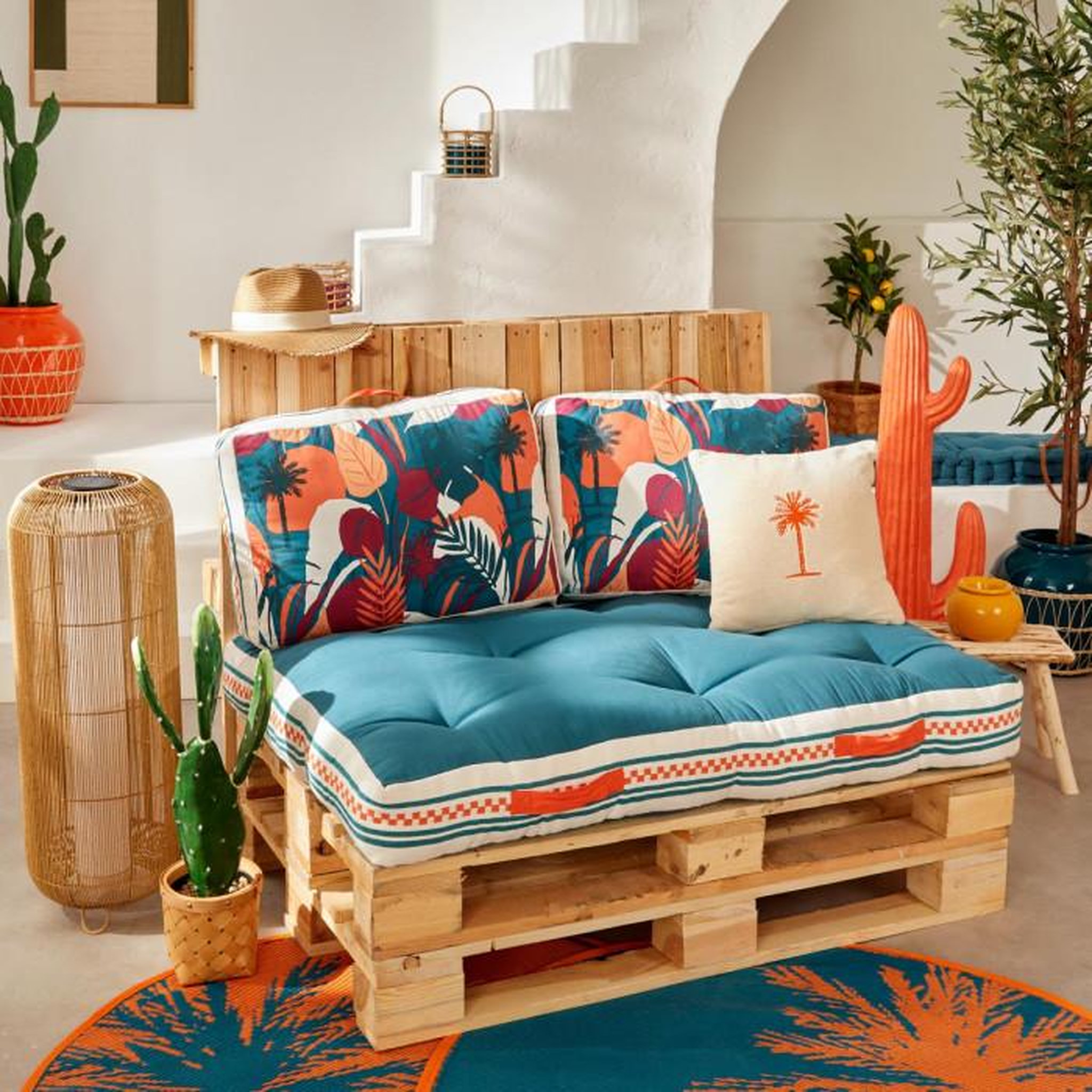 Voir la diapositive 2 : ATMOSPHERA Coussin Palette Extérieur  Yucatan  80x120cm Bleu Canard