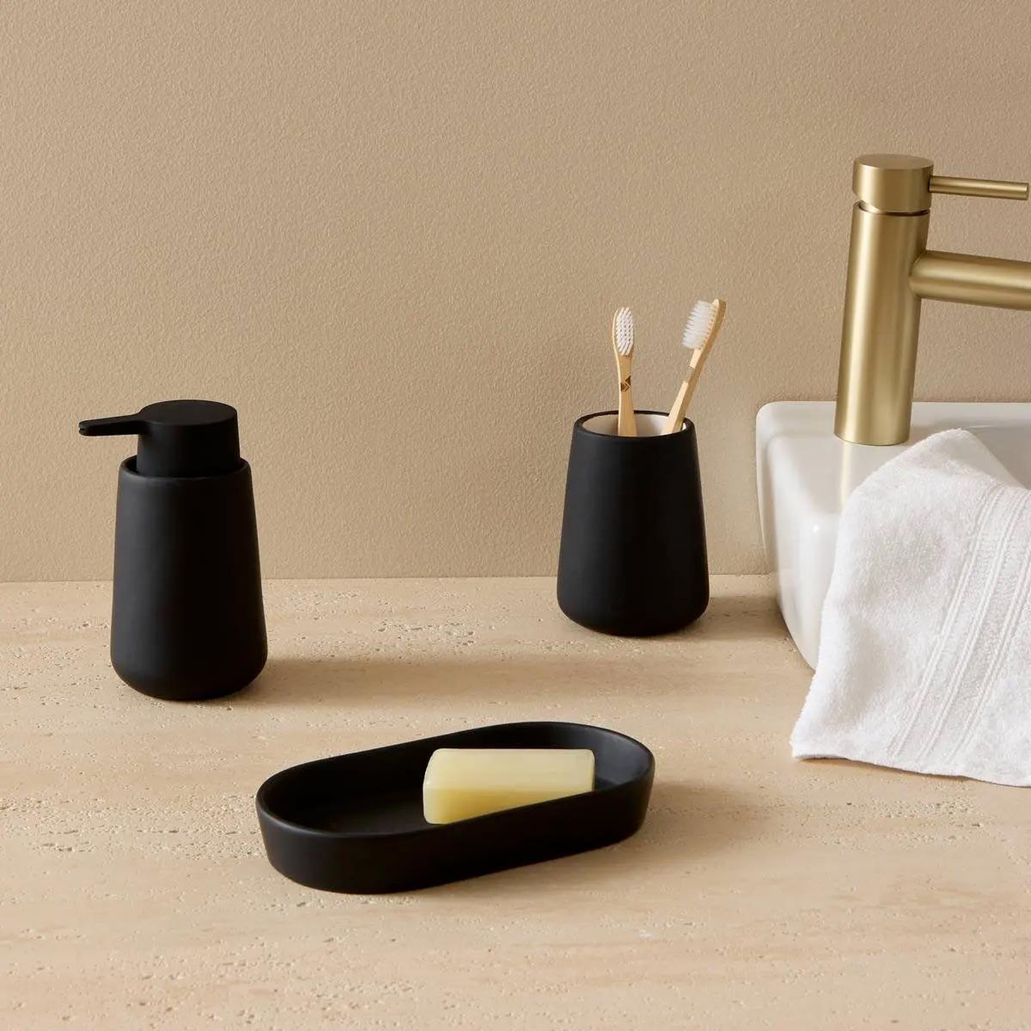 Voir la diapositive 2 : FIVE Gobelet brosse à dent  cocon  11cm noir khôl