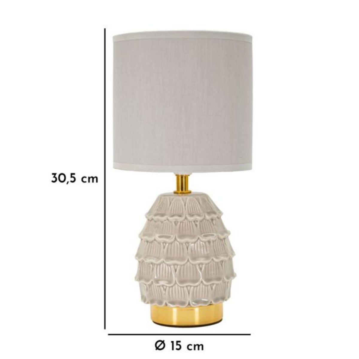 Paris Prix Lampe à Poser en Céramique  Pigny  30cm Crème