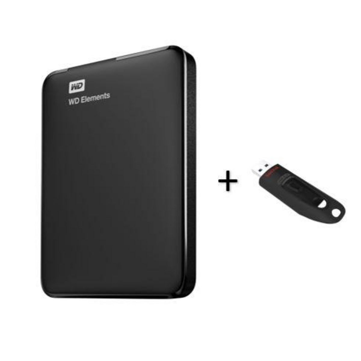 WESTERN DIGITAL Disque dur externe 2 To Noir + Clé USB Sandisk 128 Go - USB 3.0