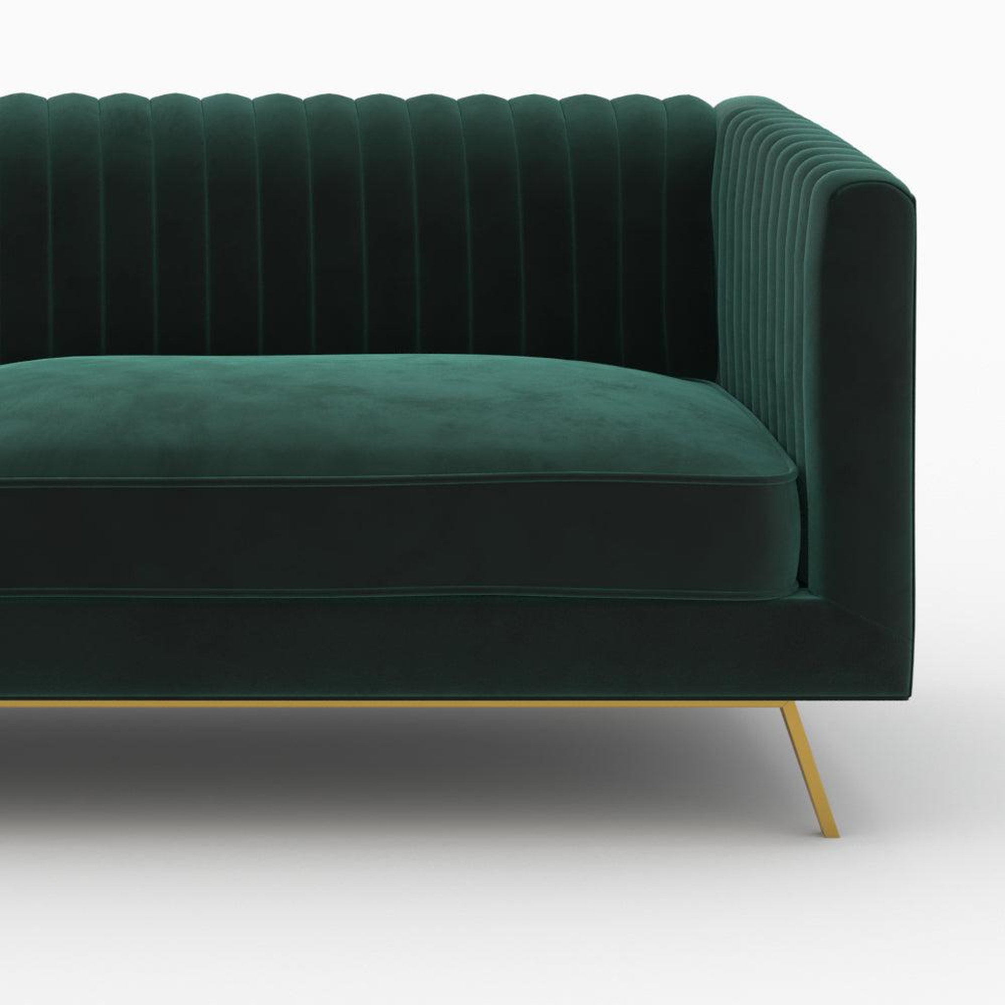 Voir la diapositive 5 : MAISON PAVANE Ensemble canapé et fauteuil en velours vert 3 places-gatsby