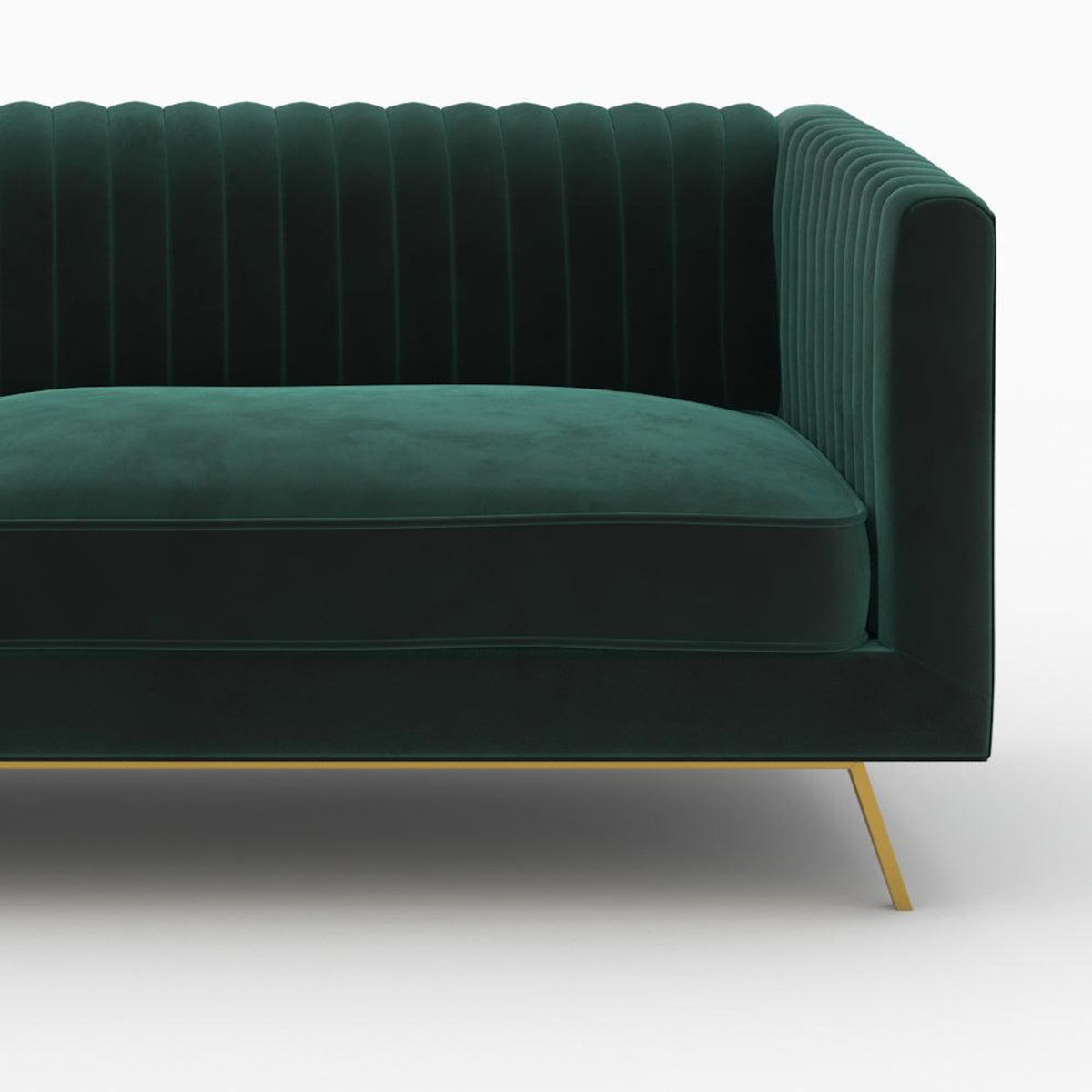 MAISON PAVANE Ensemble canapé et fauteuil en velours vert 3 places-Gatsby