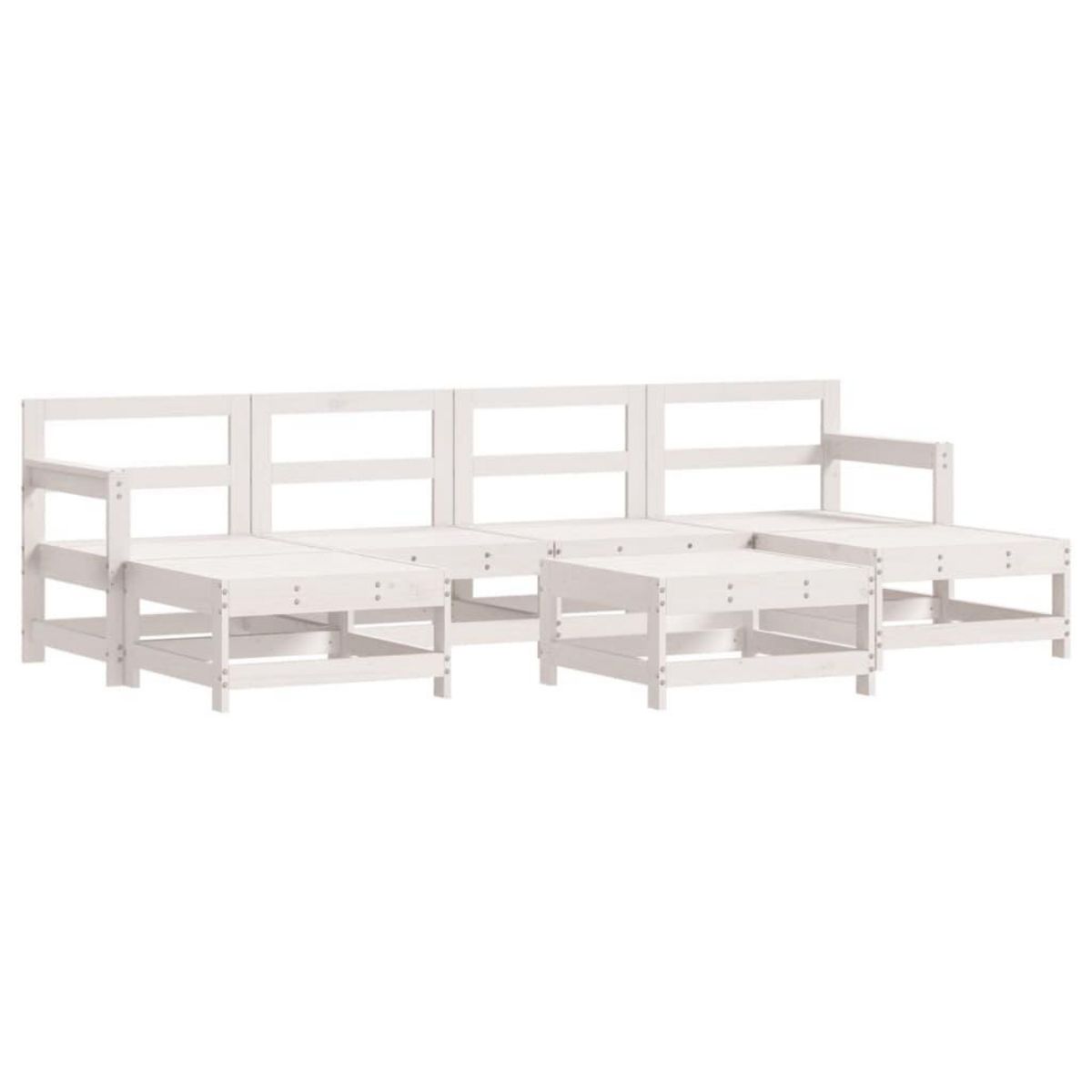 VIDAXL Salon de jardin 7 pcs avec coussins blanc bois massif