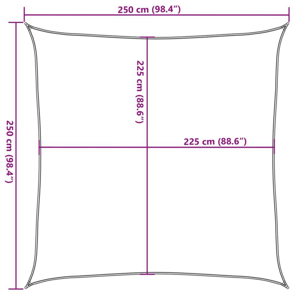 VIDAXL Voile d'ombrage 160 g/m^2 Bleu 2,5x2,5 m PEHD