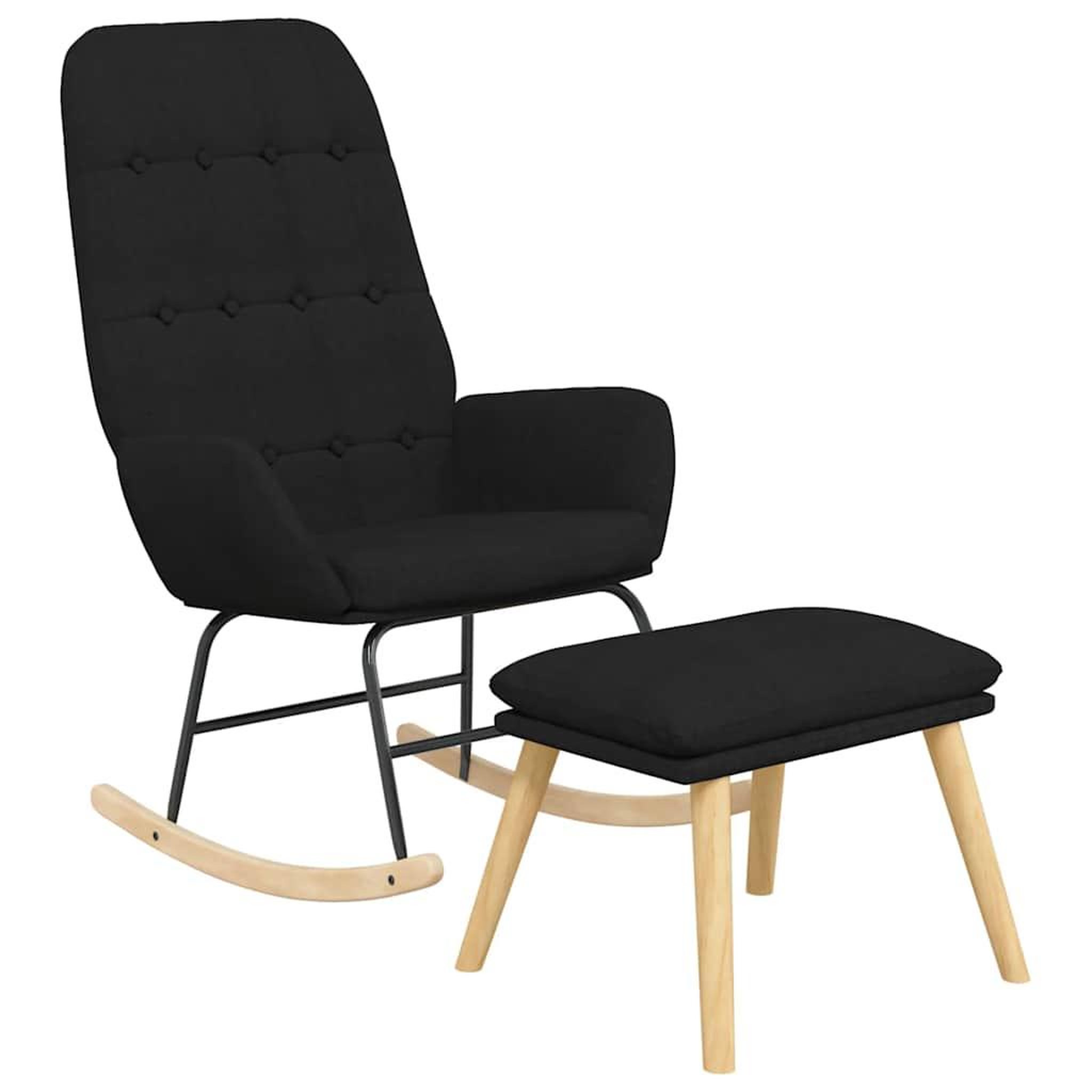 Voir la diapositive 3 : VIDAXL Chaise a bascule avec repose-pied noir tissu