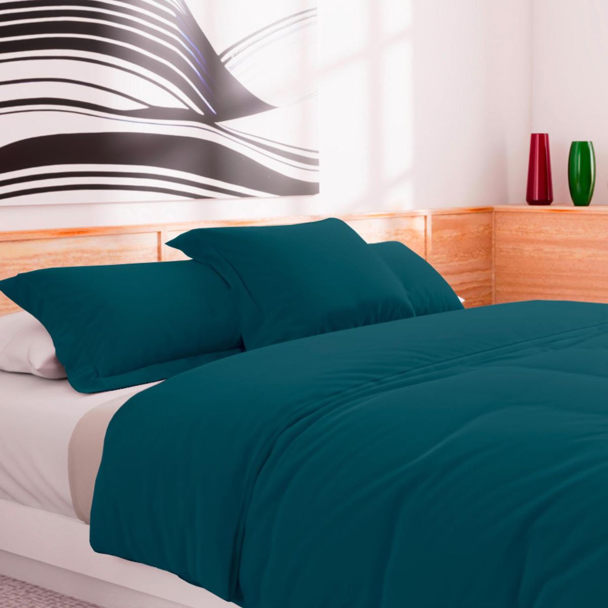 SOLEIL D'OCRE Housse de couette en coton 57 fils UNI, par Soleil d'Ocre