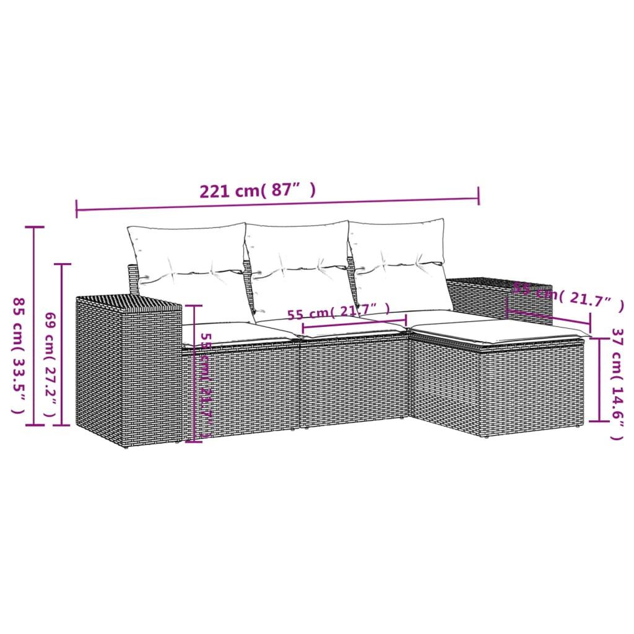 Voir la diapositive 3 : VIDAXL Salon de jardin 4 pcs avec coussins noir resine tressee