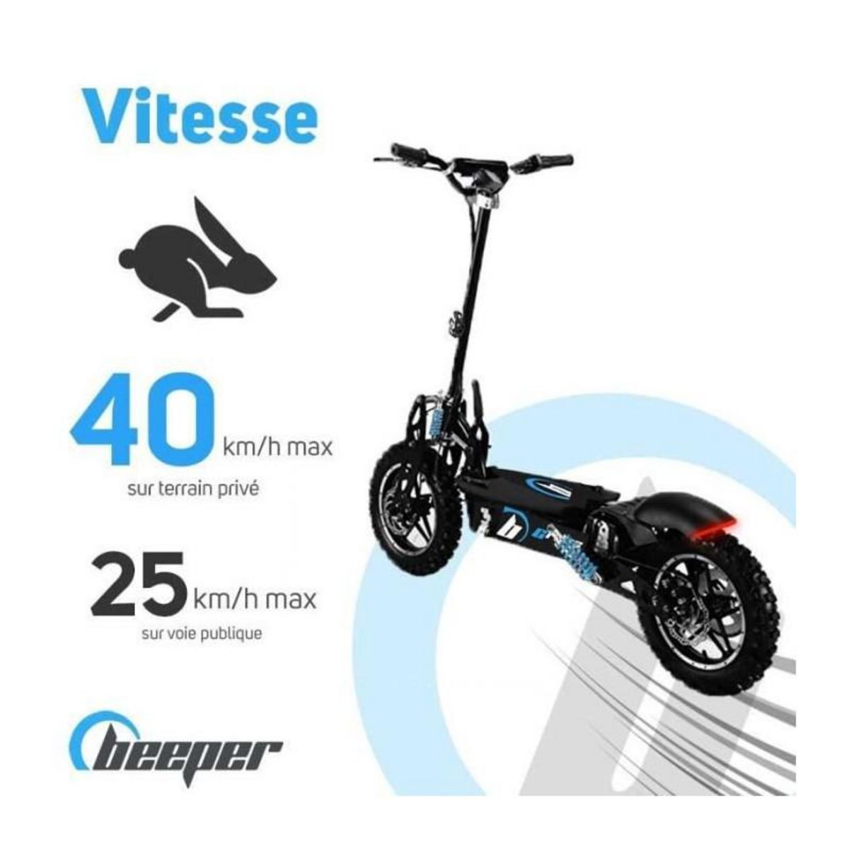 BEEPER Trottinette Electrique Cross FX1600-S - BEEPER - 14 - 1600W - Noir