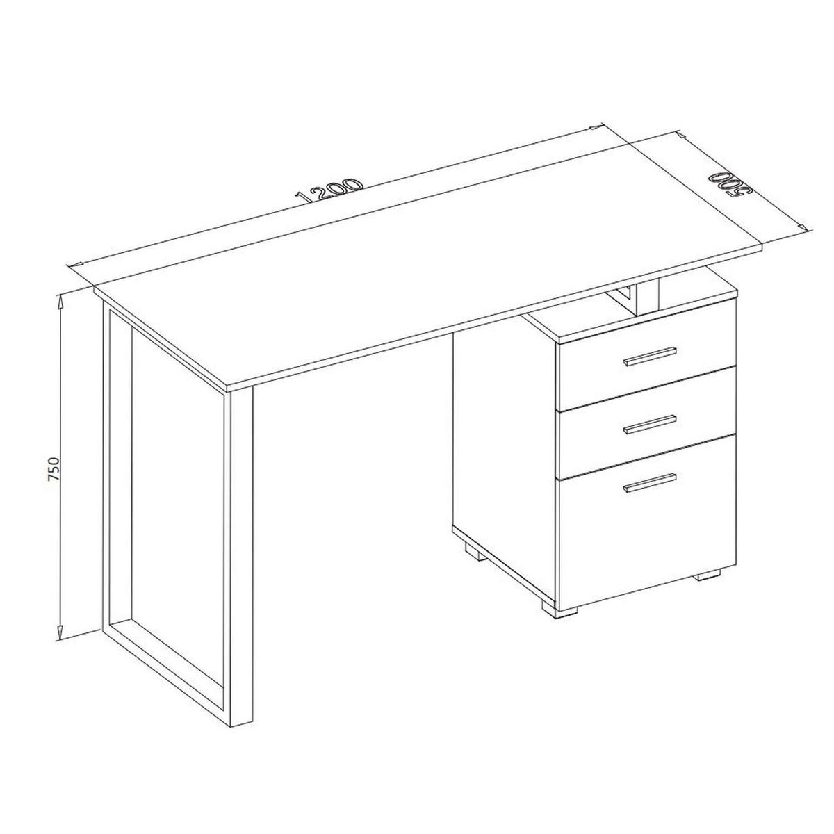 TOILINUX Bureau James - 120x50x75cm - Marron et Noir