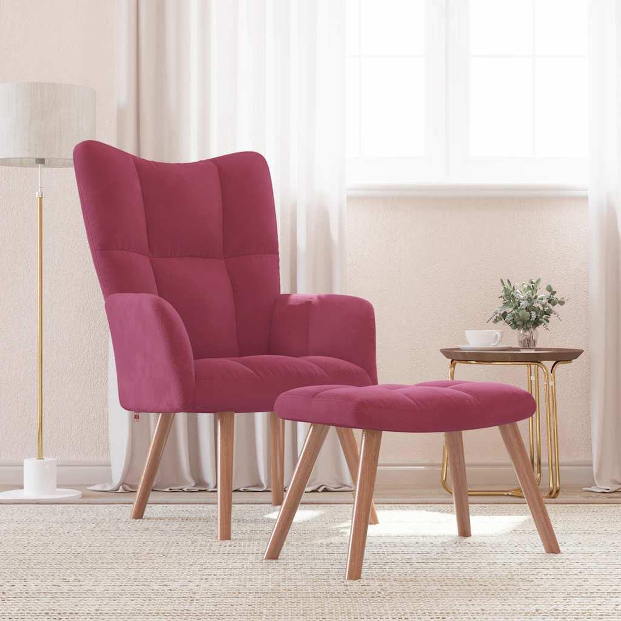 VIDAXL Chaise de relaxation avec repose-pied Rouge bordeaux Velours