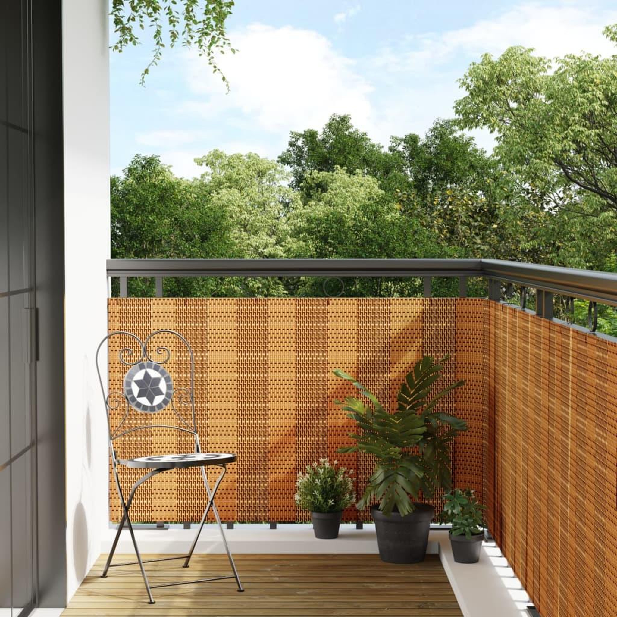 VIDAXL Paravent de balcon marron clair 600x80 cm resine tressee