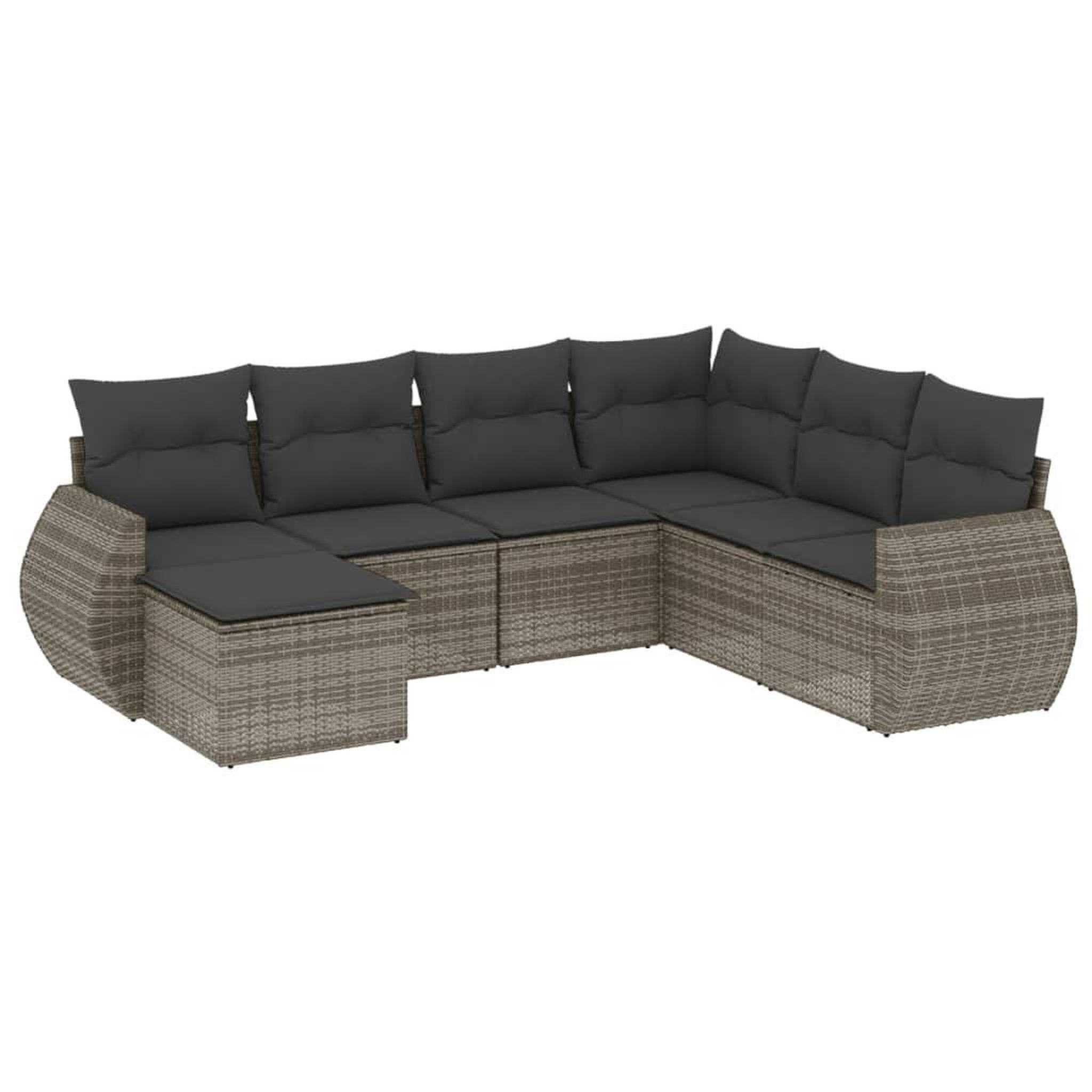 Voir la diapositive 2 : VIDAXL Salon de jardin avec coussins 7 pcs gris resine tressee