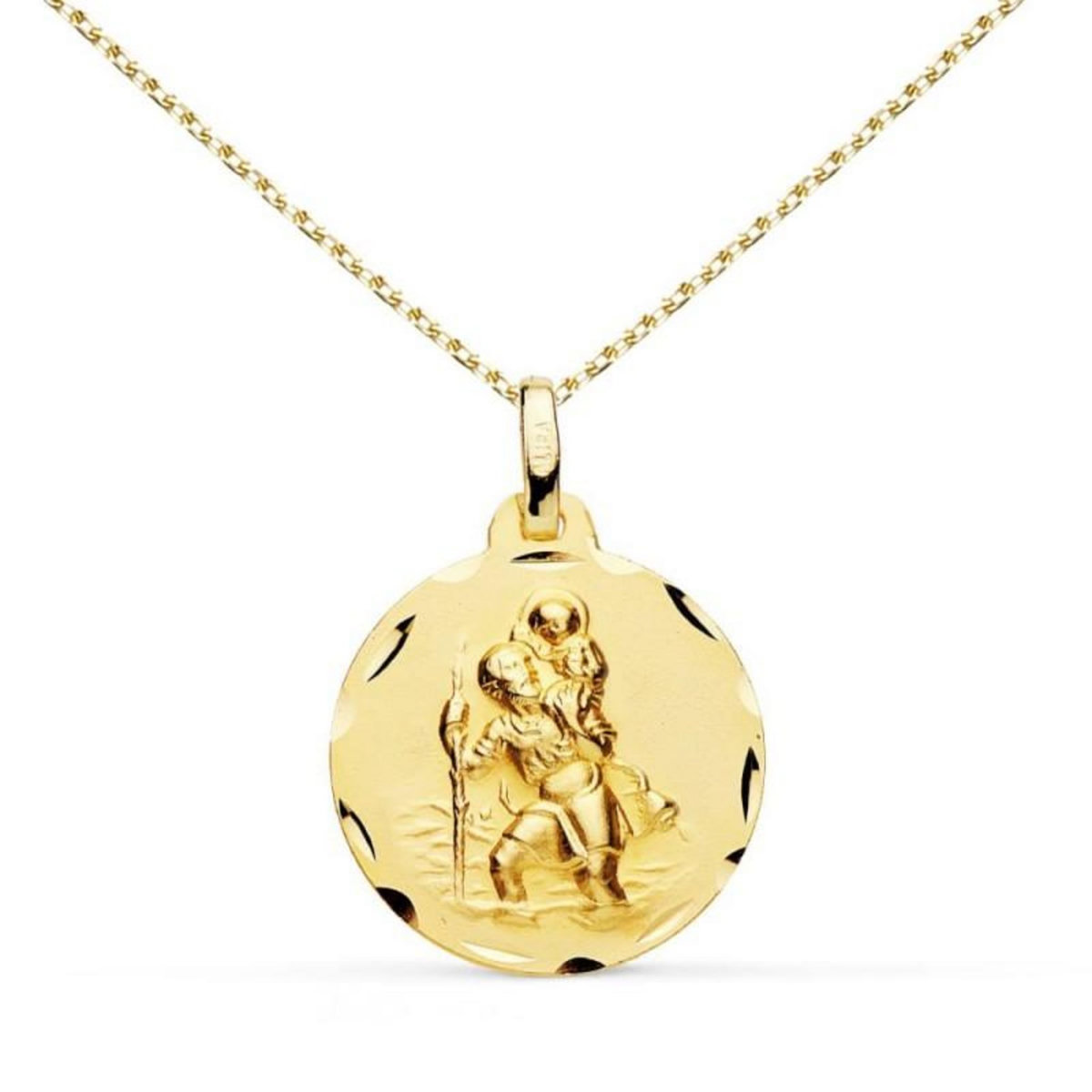 L'ATELIER D'AZUR Collier - Médaille Saint Christophe Or Jaune - Chaîne Dorée - Gravure Offerte