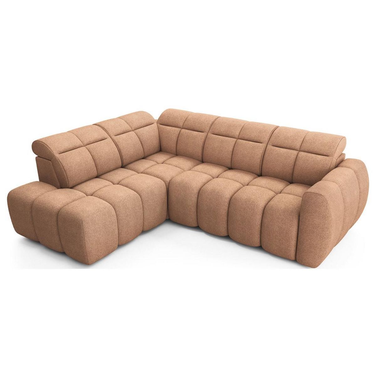 BEST MOBILIER Basile - canapé d'angle gauche 4 places assise extensible électrique avec coffre en tissu texturé