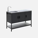 SWEEEK Cuisine extérieure en acier avec évier L120cm. Coloris disponibles : Noir, Vert