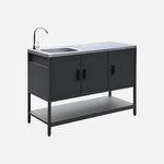 SWEEEK Cuisine extérieure en acier avec évier L120cm. Coloris disponibles : Noir