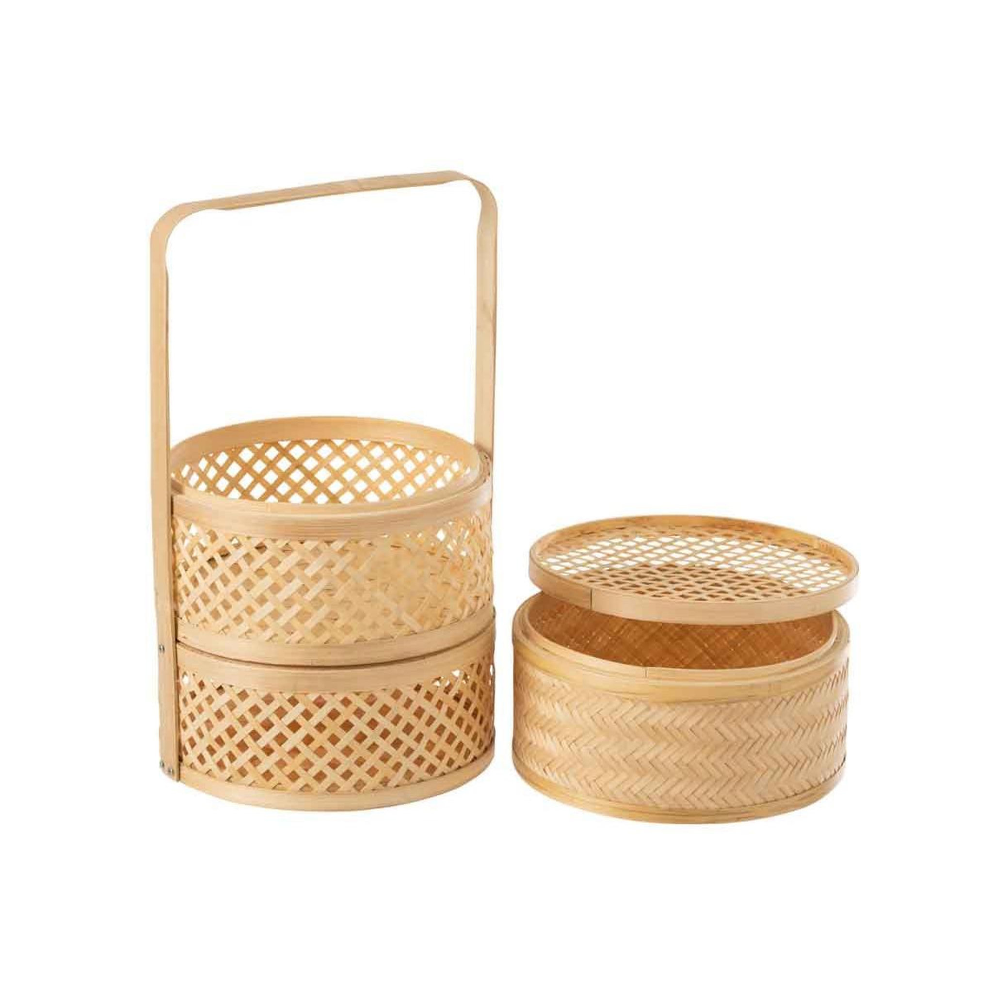Voir la diapositive 3 : J-LINE Panier de rangement 3 niveaux  evi  30cm naturel