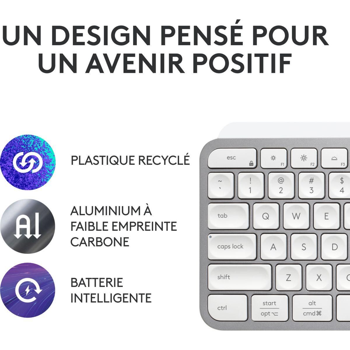 Logitech Clavier sans fil MX Keys S Silencieux Pale Grey