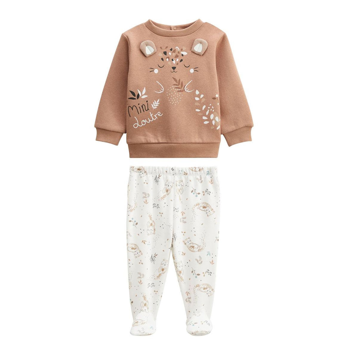 Petit Béguin Ensemble bébé sweat et pantalon en molleton Mini Loutre