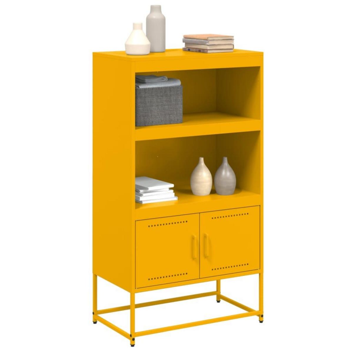 VIDAXL Buffet haut jaune moutarde 68,5x38,5x123,5 cm acier