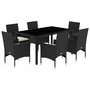 Voir la diapositive 2 : VIDAXL Ensemble a manger de jardin et coussins 7 pcs noir rotin acacia