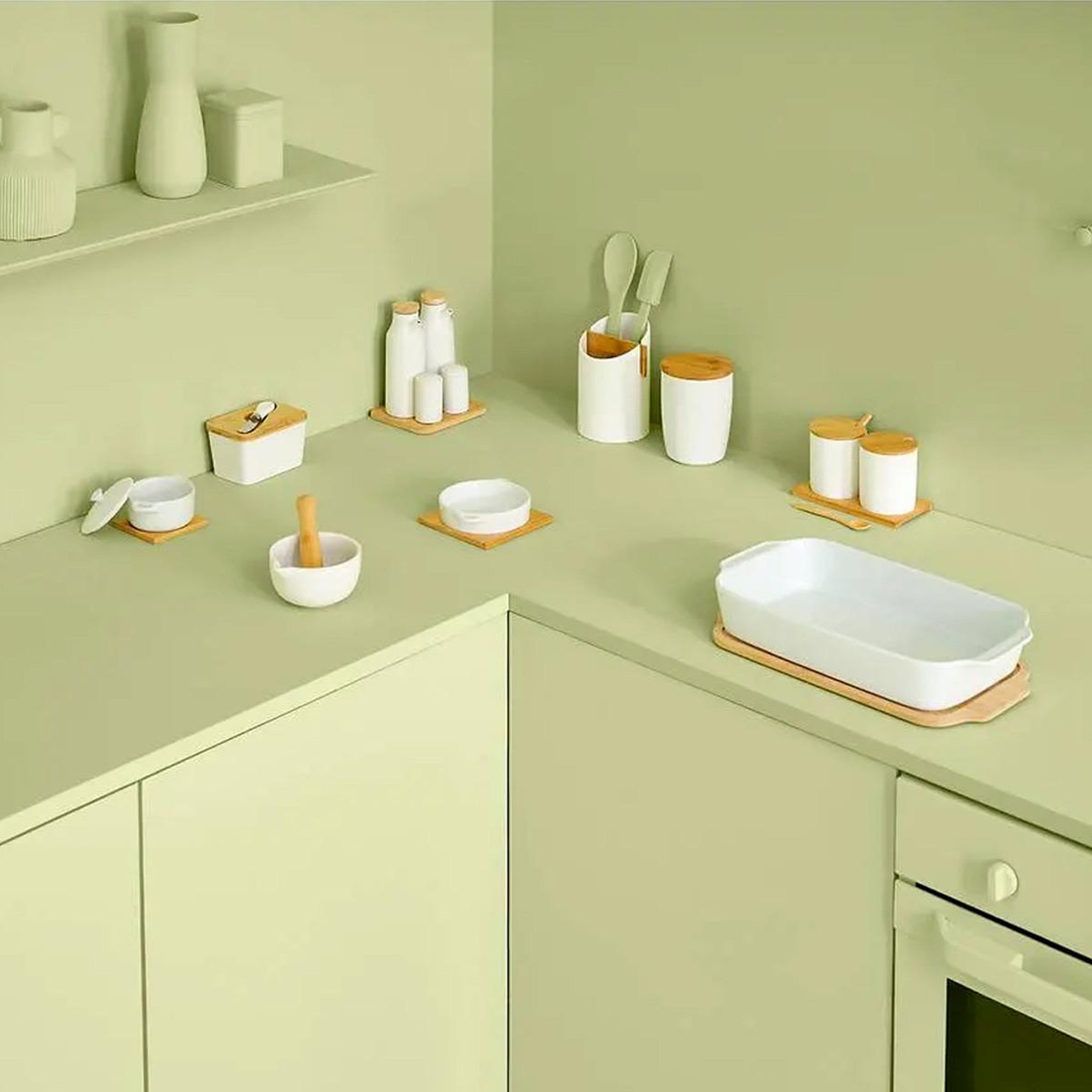Voir la diapositive 3 : FIVE Beurrier & couteau  grès  13cm blanc