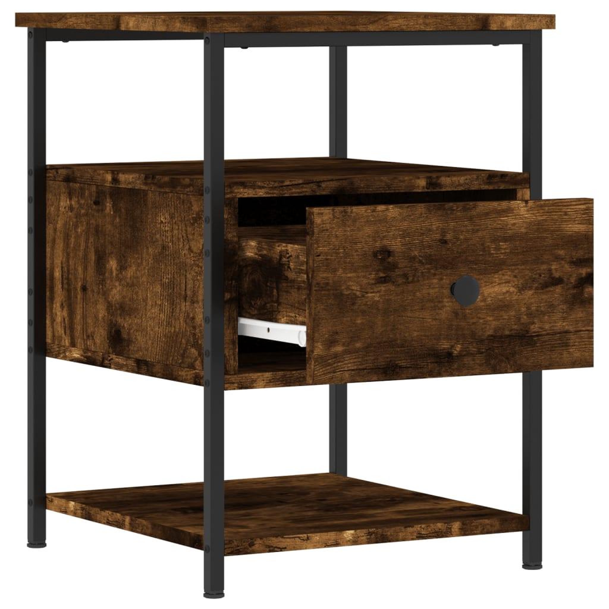 Voir la diapositive 5 : VIDAXL Table de chevet chene fume 40x42x56 cm bois d'ingenierie