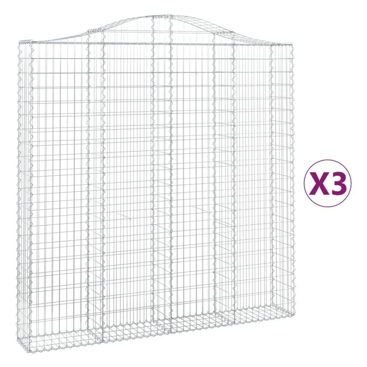 VIDAXL Paniers a gabions arques 3 pcs 200x30x200/220 cm fer galvanise