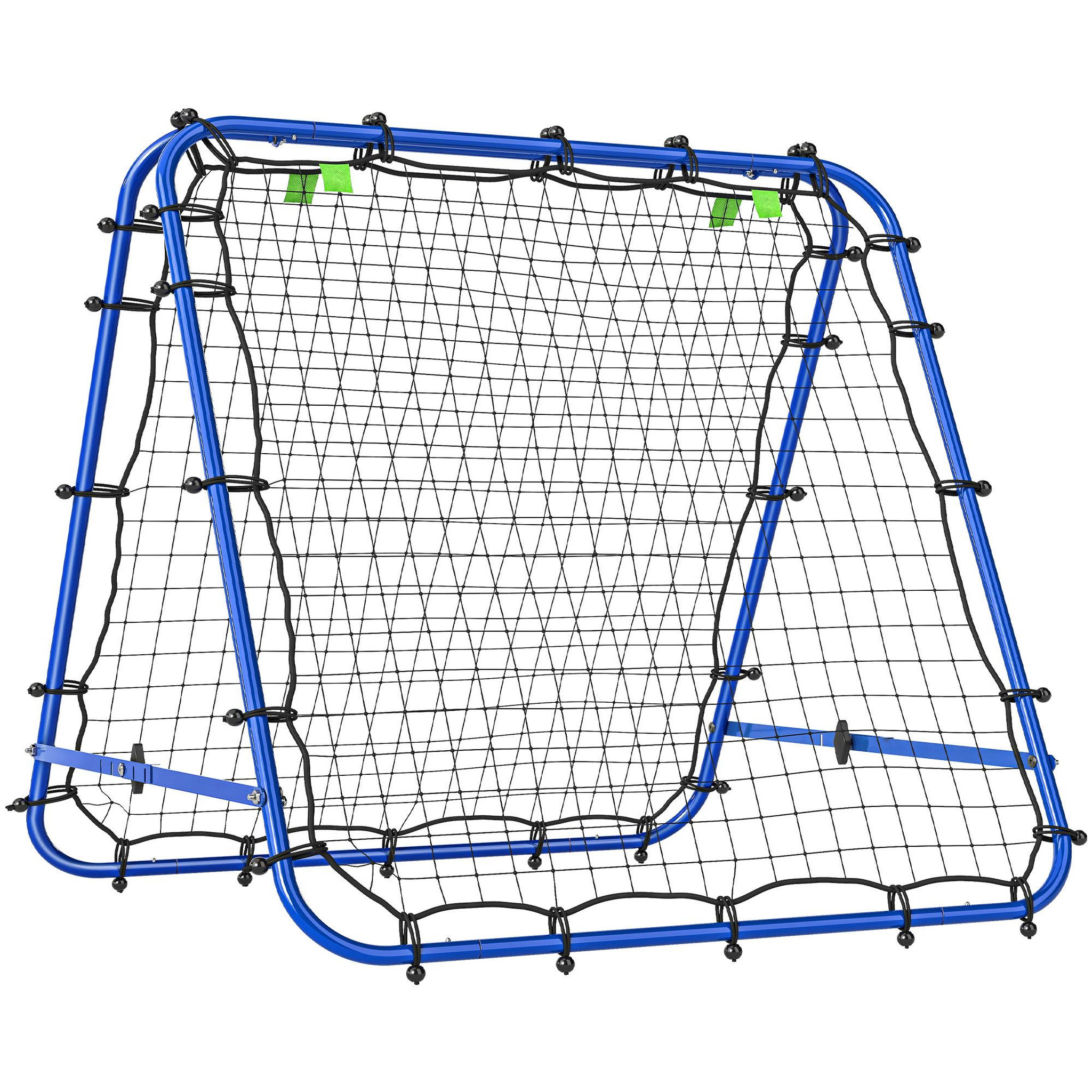 Voir la diapositive 1 : HOMCOM Filet de rebond double face pliable réglable 91 x 91 cm - rebondisseur football - acier pe bleu