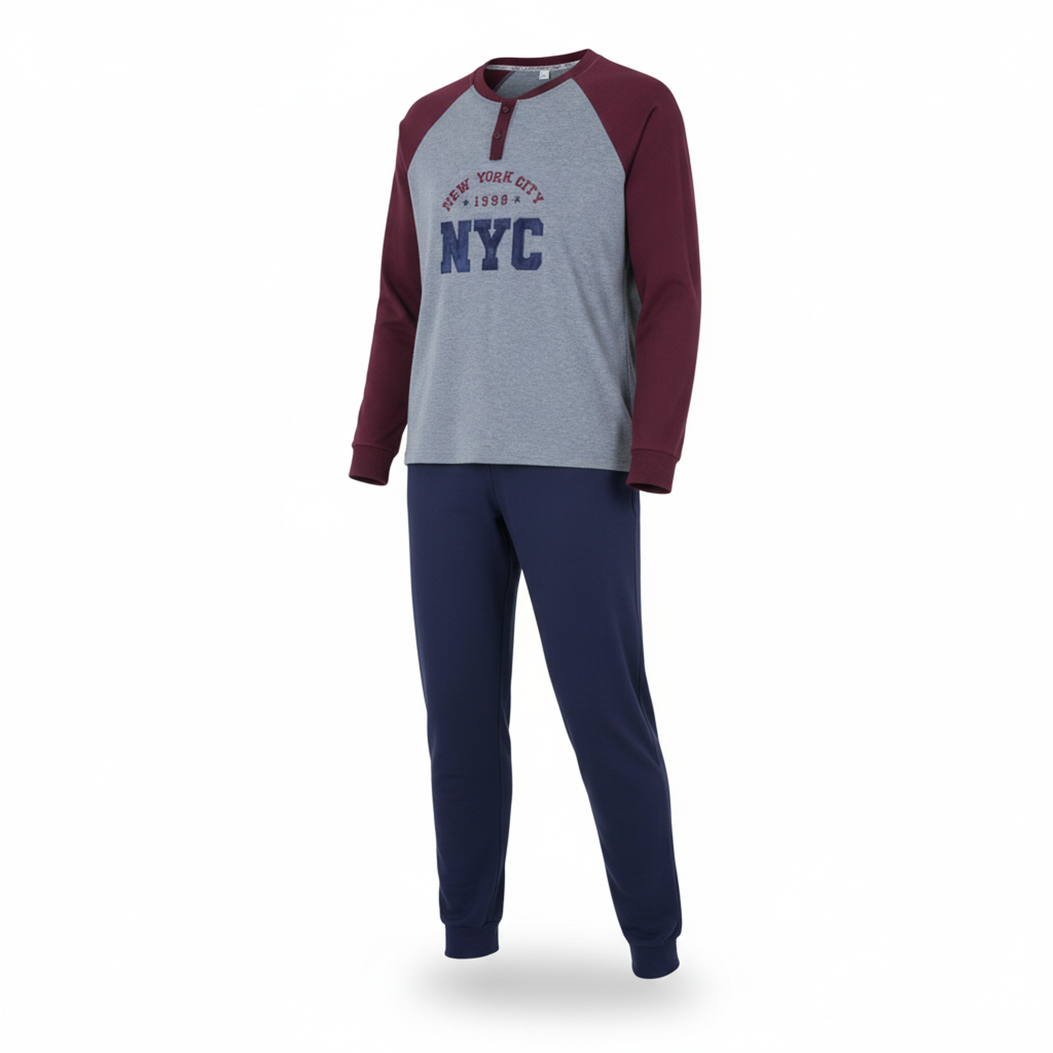 Voir la diapositive 1 : OZABI Ozabi pyjama homme doublé polaire broderie new york city