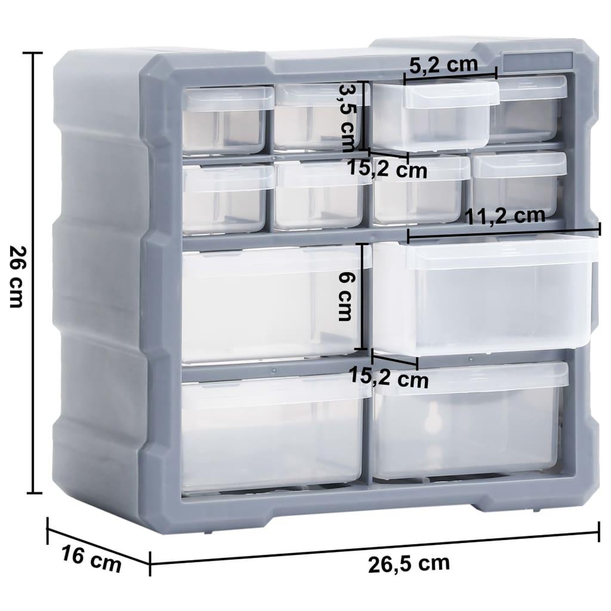 Voir la diapositive 6 : VIDAXL Organisateurs multi-tiroirs avec 12 tiroirs 2 pcs 26,5x16x26 cm