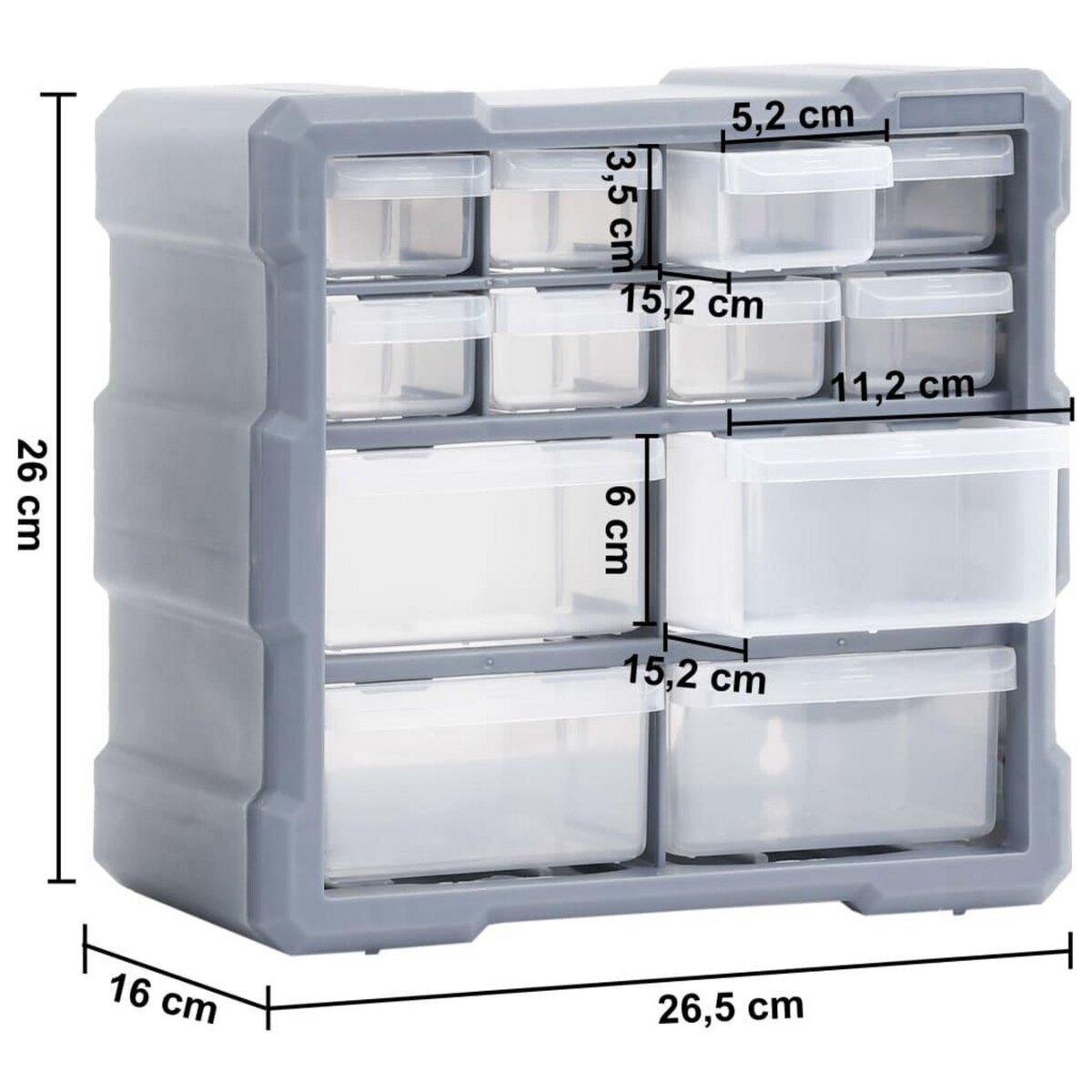 VIDAXL Organisateurs multi-tiroirs avec 12 tiroirs 2 pcs 26,5x16x26 cm