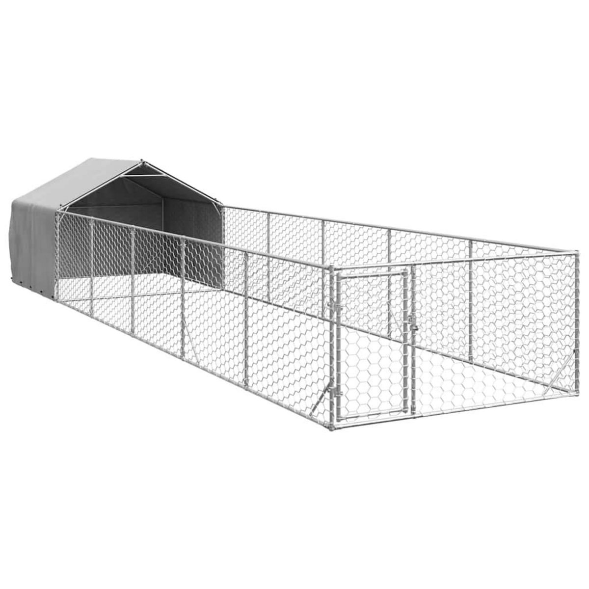 VIDAXL Niche d'exterieur pour chien enclos 8x2x1,5 m acier galvanise