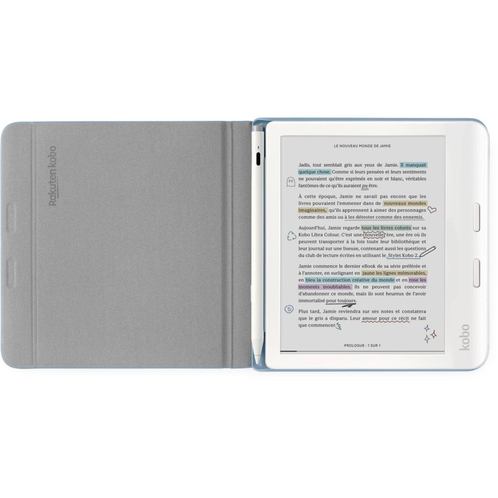 Voir la diapositive 2 : kobo Pochette Libra Cover Notebook Bleu