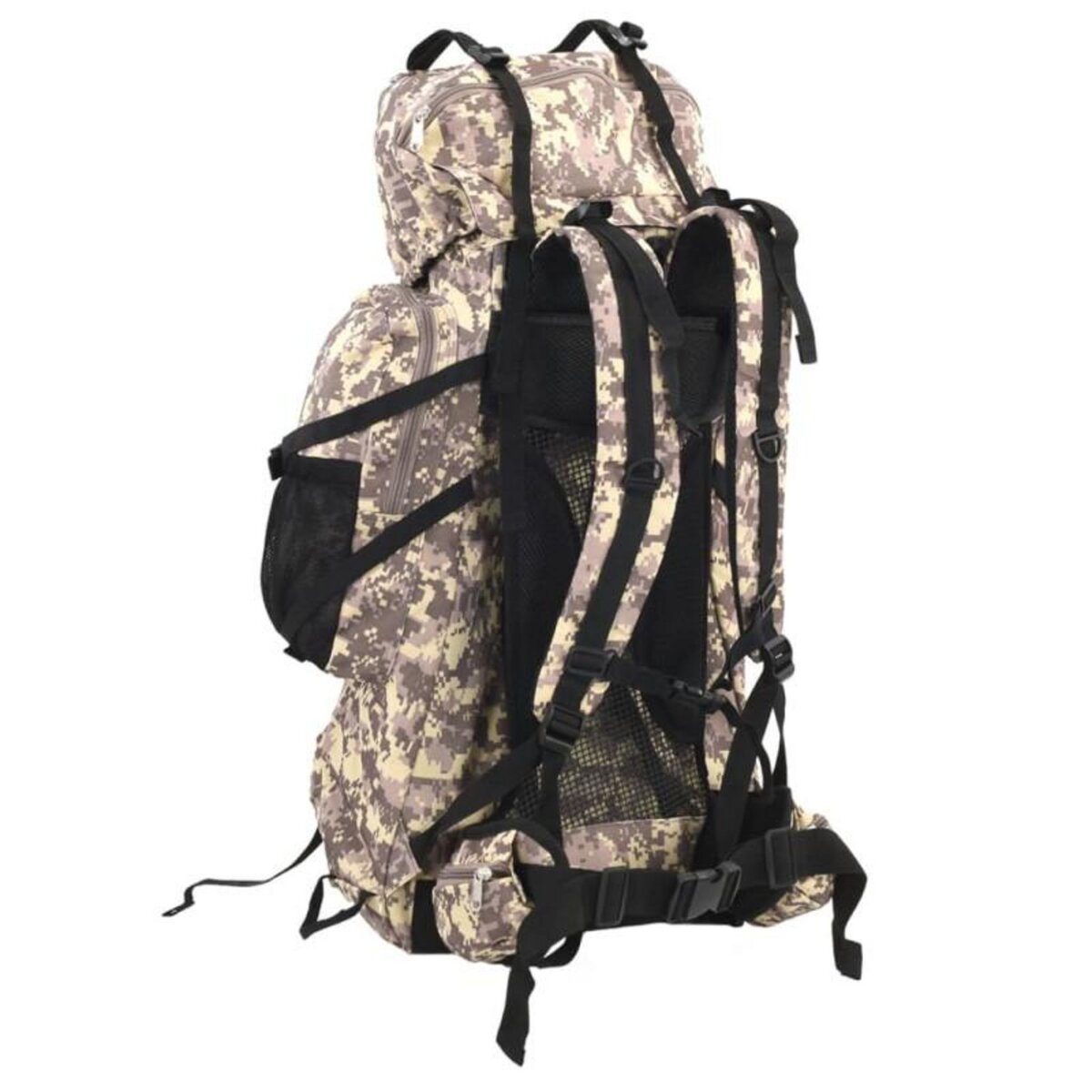 VIDAXL Sac à dos de randonnée marron camouflage 60 L tissu oxford