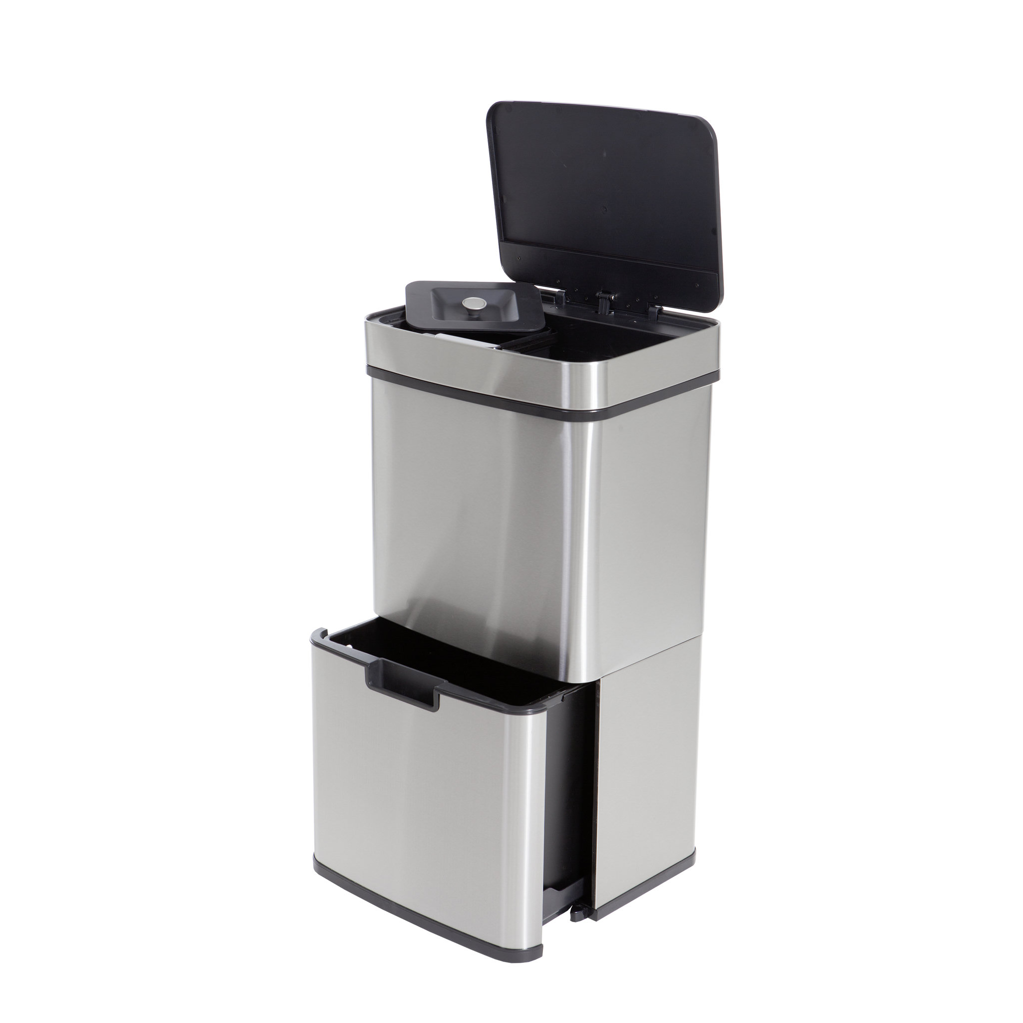 Voir la diapositive 2 : HAILO Poubelle de tri multi-bacs 60L Tandem Inox