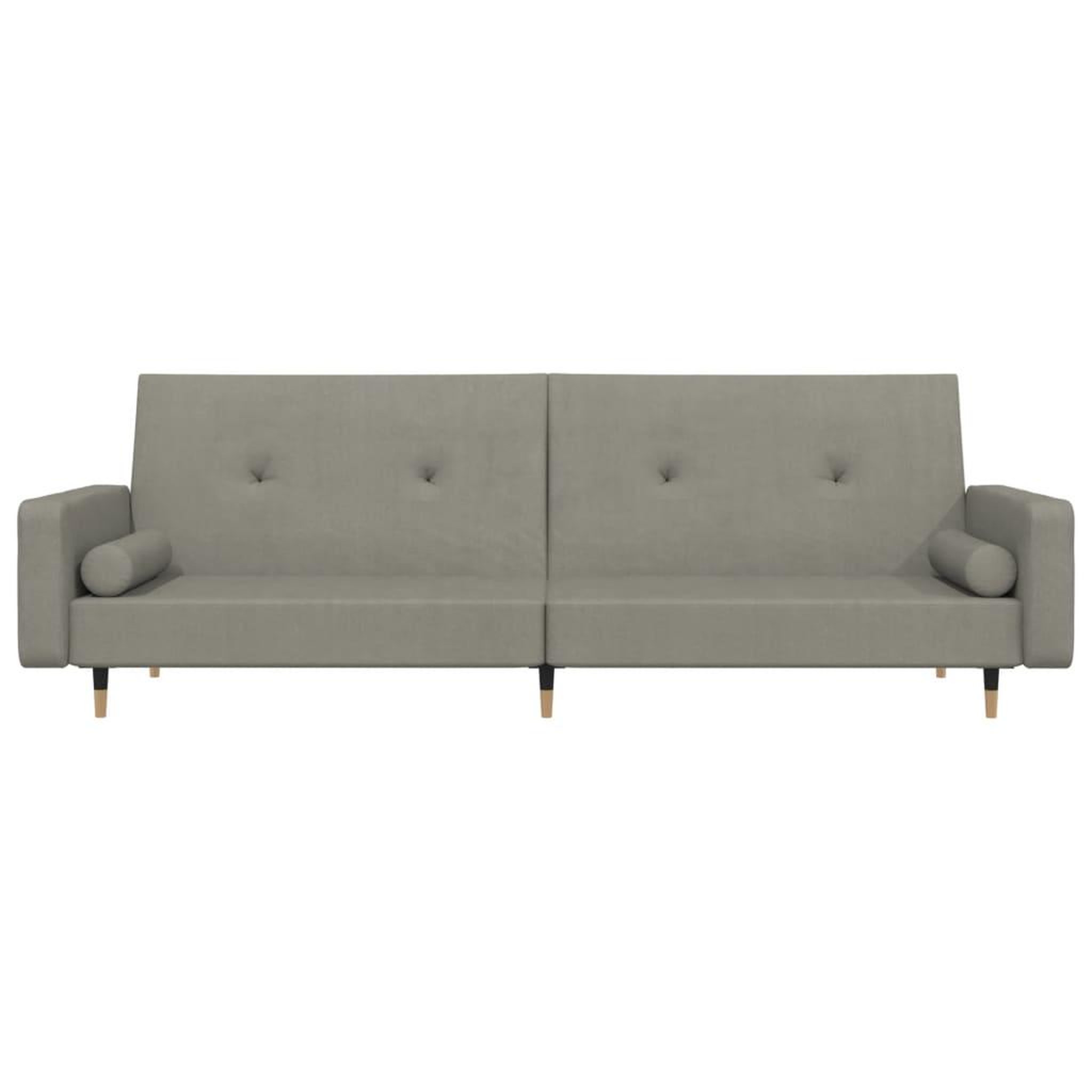 Voir la diapositive 4 : VIDAXL Canape-lit a 2 places avec deux oreillers Gris clair Velours