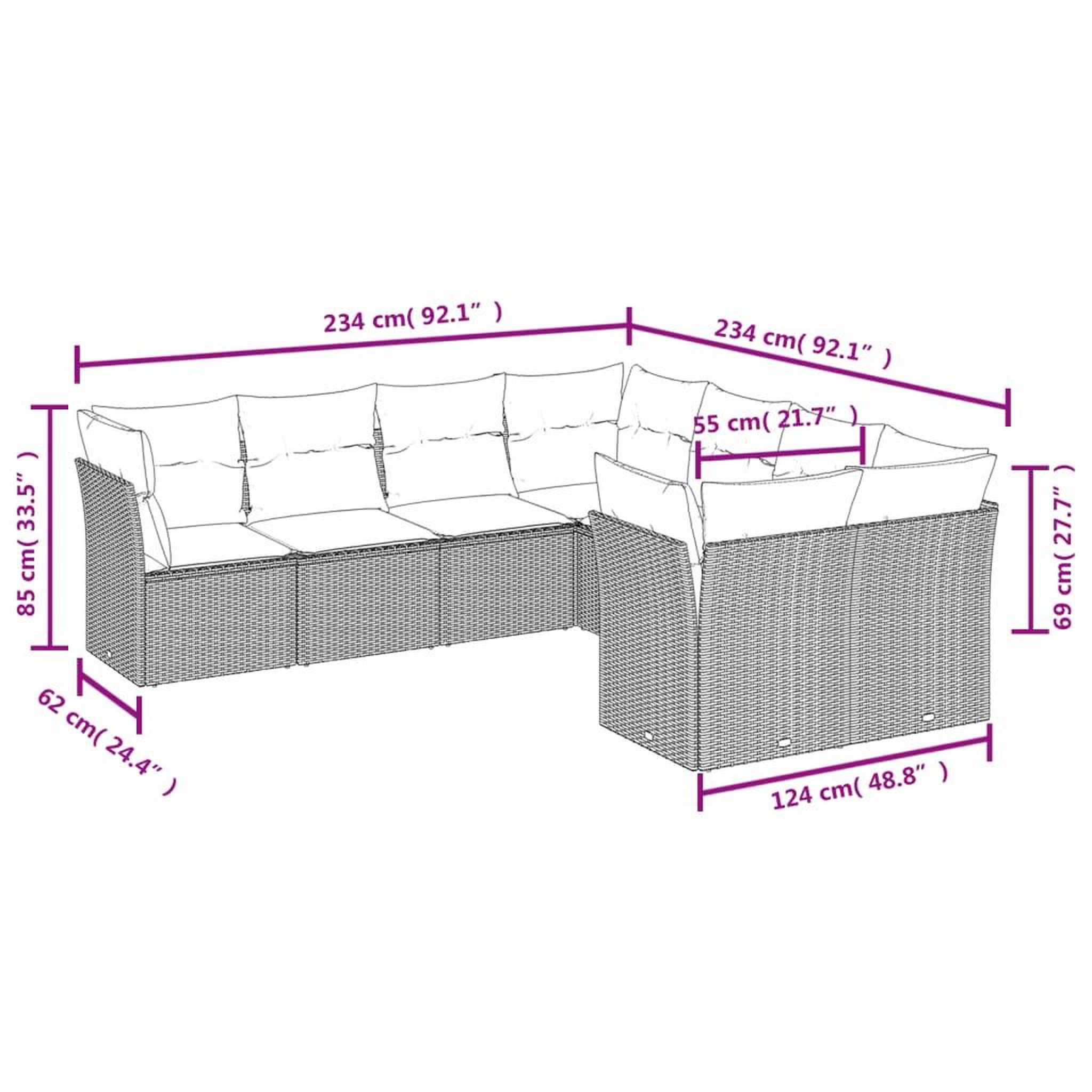 Voir la diapositive 4 : VIDAXL Salon de jardin 8 pcs avec coussins gris resine tressee