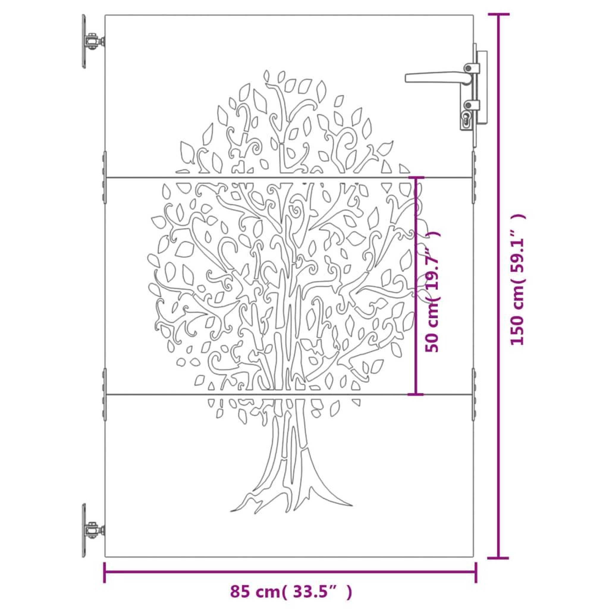Voir la diapositive 6 : VIDAXL Portail de jardin 85x150 cm acier corten conception de l'arbre