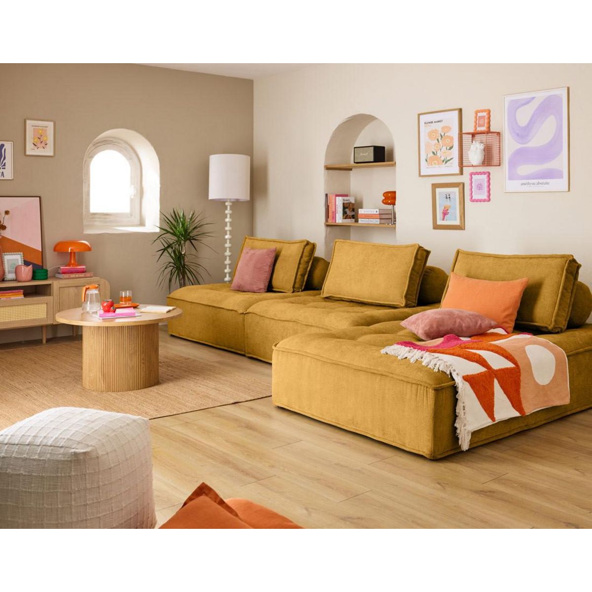 LISA DESIGN Marisol - module d'assise méridienne - velours texturé