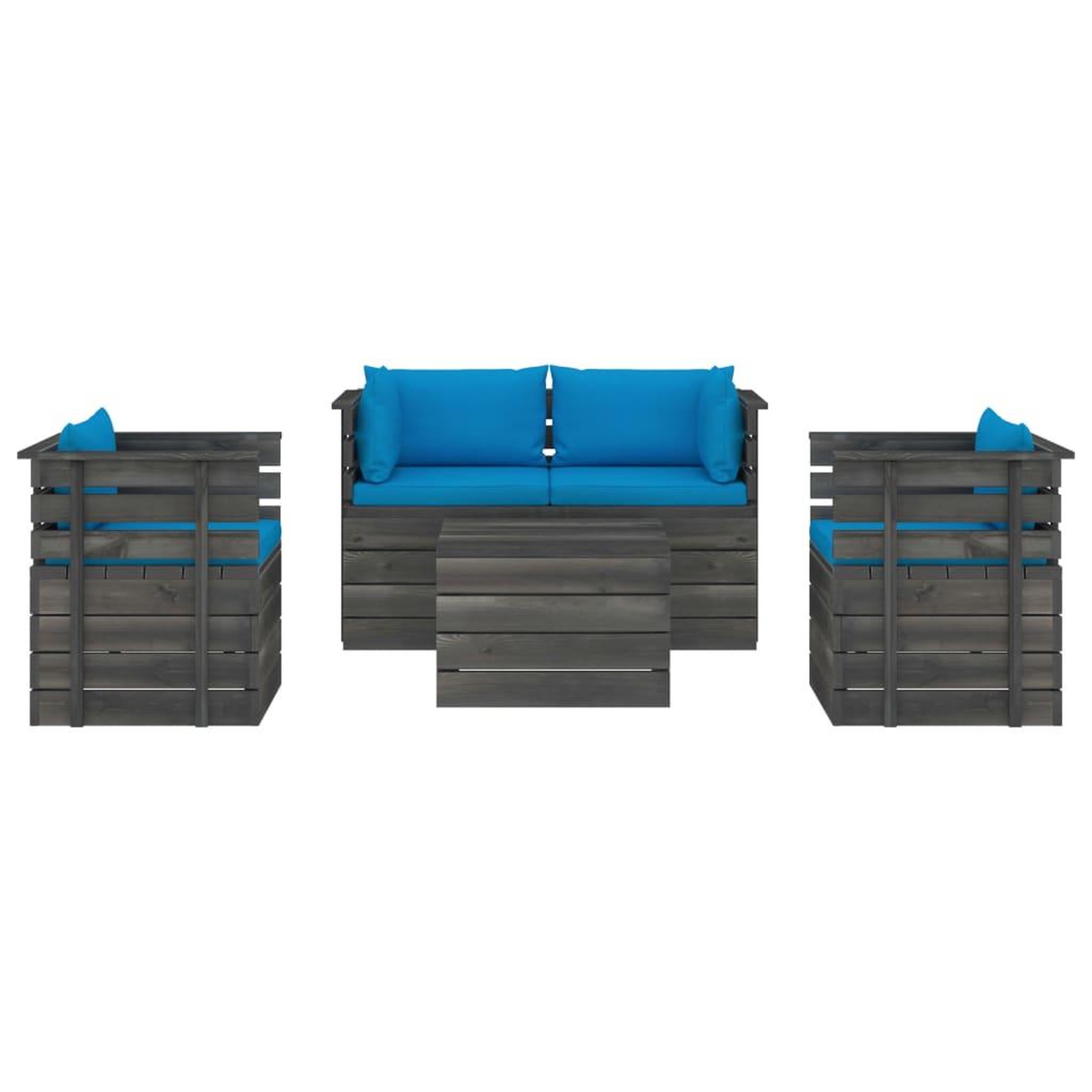 Voir la diapositive 3 : VIDAXL Salon palette de jardin 5 pcs avec coussins Bois de pin massif