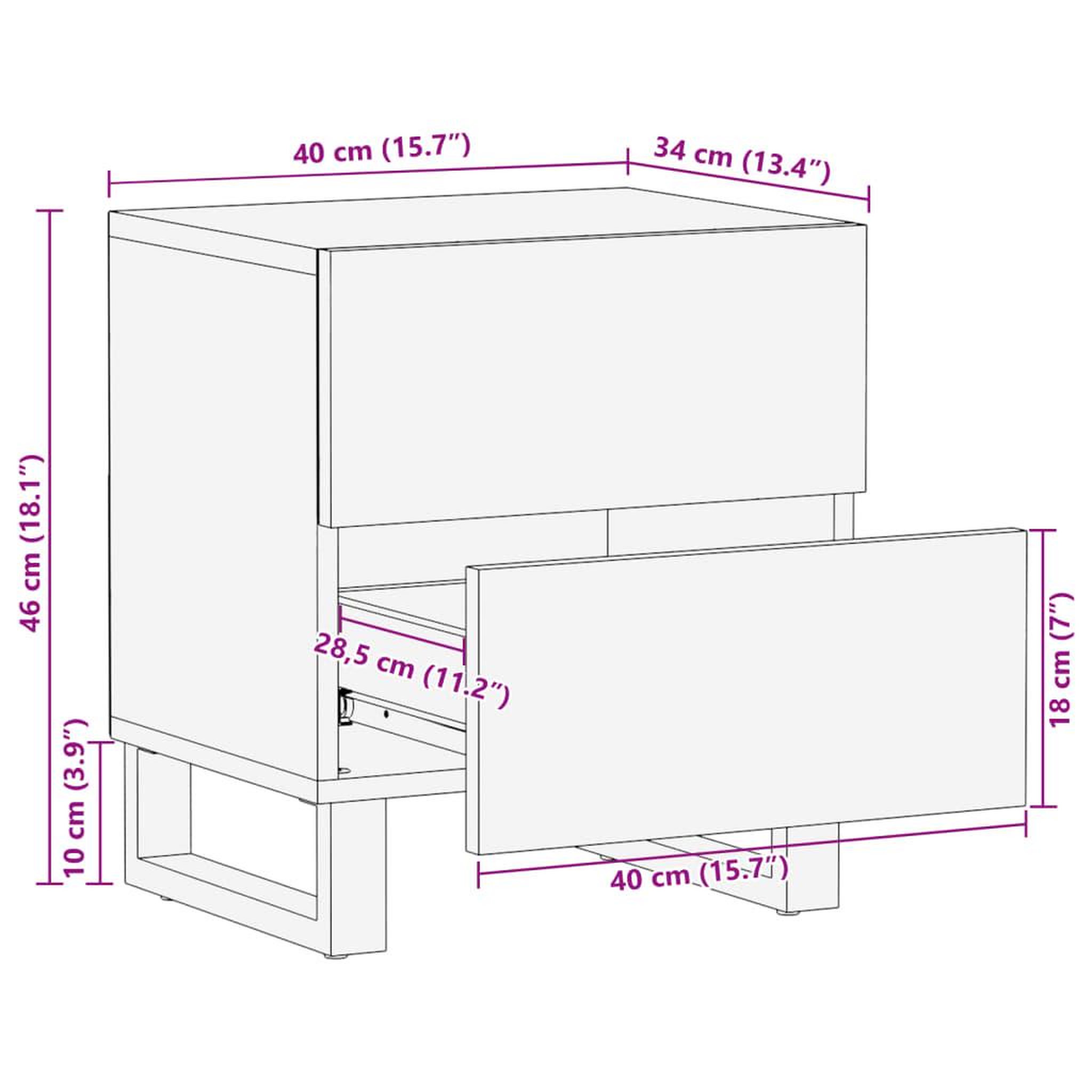 Voir la diapositive 6 : VIDAXL Table de chevet 40x34x46 cm bois de manguier massif brut